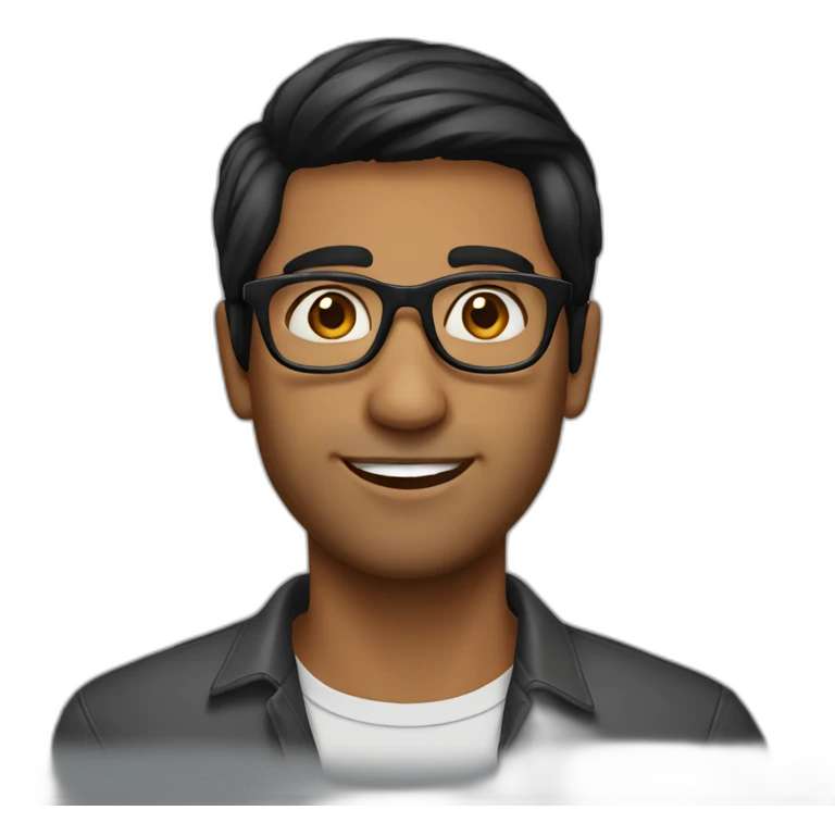 Indian guy black hair fair skin wearing glasses emoji