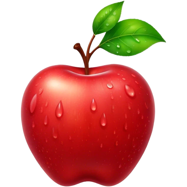 Cinematic Realistic Apple Emoji, Fresh and vibrant, with a crisp, red skin glistening with droplets of water. The smooth, shiny surface catches the light, while the green stem adds a natural touch. Soft glowing outline, capturing the essence of health, sweetness, and freshness in a crisp apple! emoji