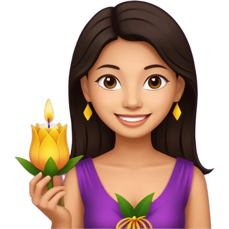 Beautiful woman emoji holding a krathong emoji