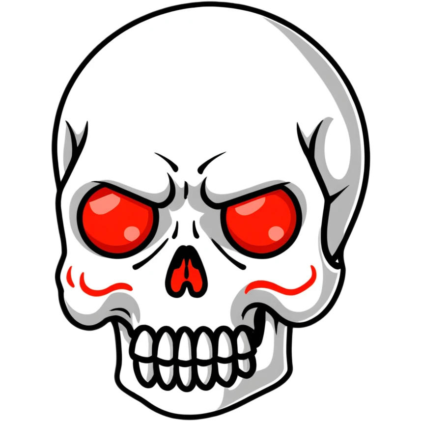 scary skull with red eyes and black background emoji