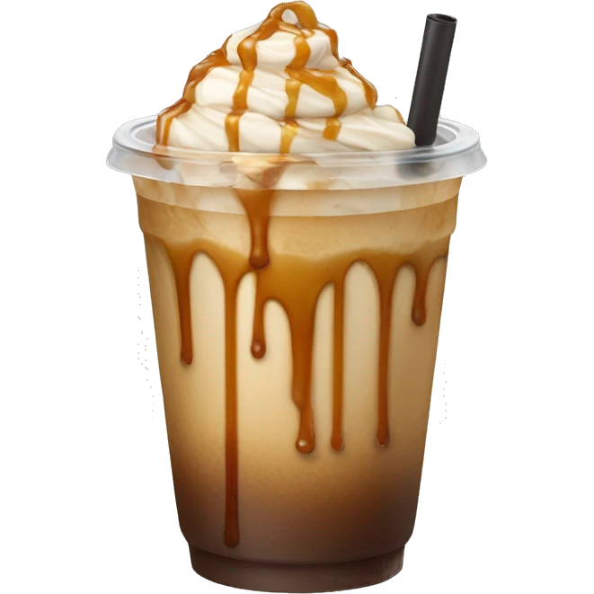 iced coffee with caramel drizzle  emoji