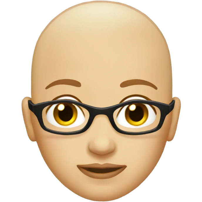 Bald head female black frames  emoji
