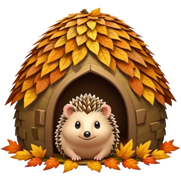Hedgehog hut made of leaves emoji