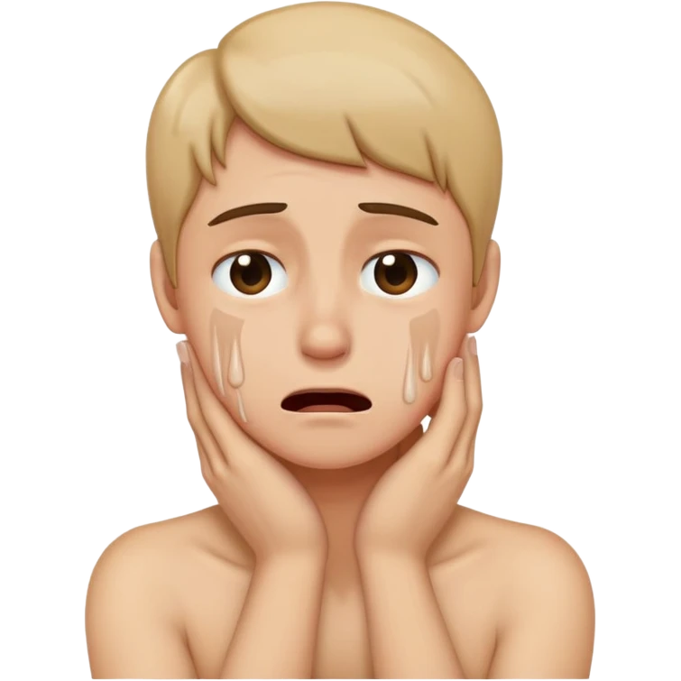 person crying while holding their neck emoji