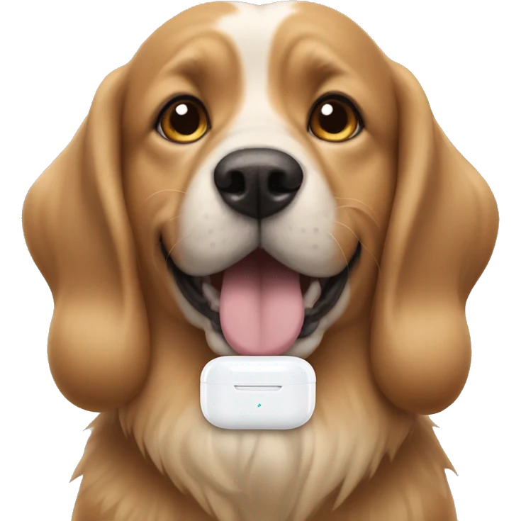 Dog with an AirPods Max emoji