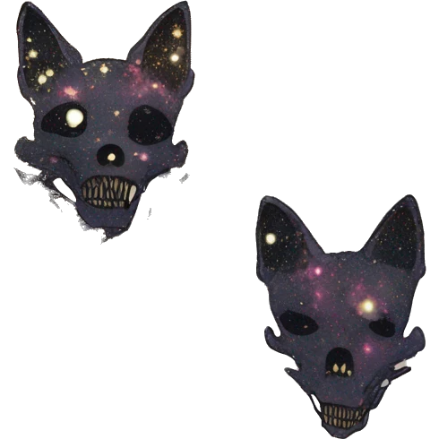 iridescent kintsugi fluffy zombie black brown gold dog fox head zombie skull skeleton gold mechanical nebula galaxy stars colorful flowers fairy lights vintage zombie emoji