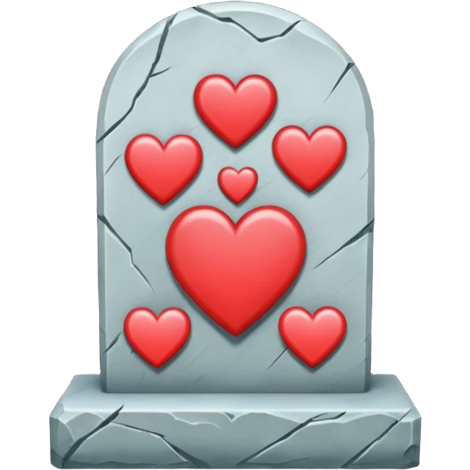 Headstone with hearts emoji