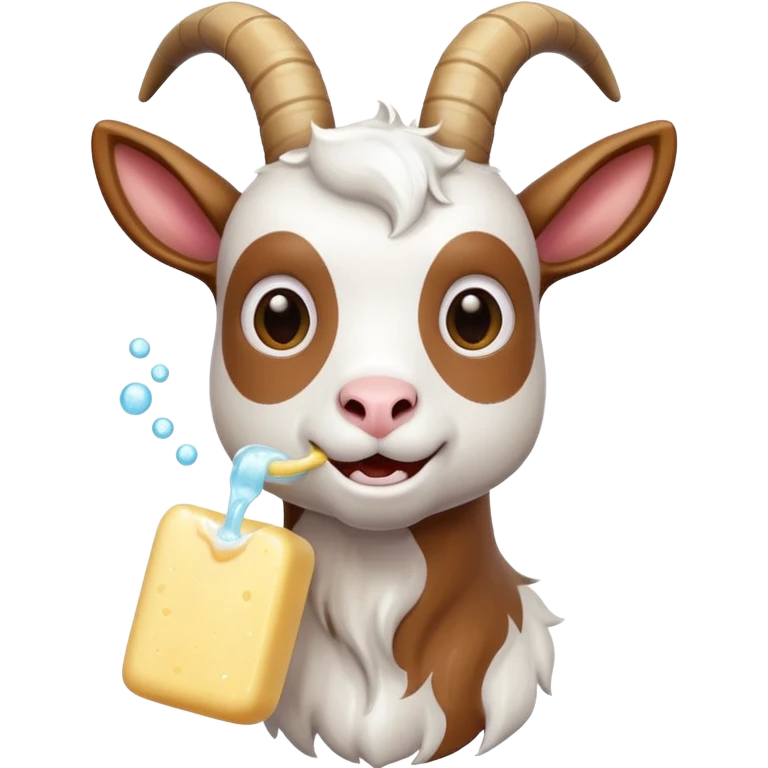 cartoon goat munching on soap emoji