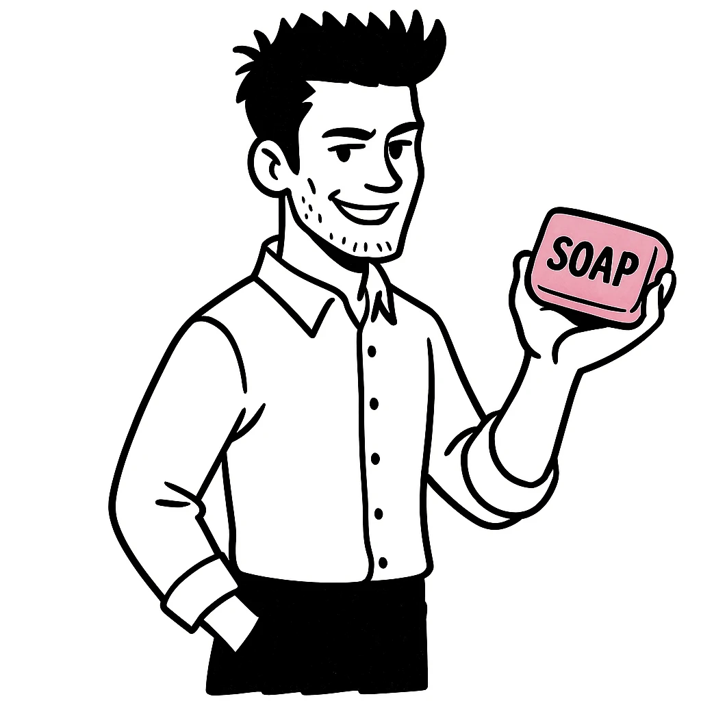 Add a pink soap in the hand of Tyler Durden. The original style is doodle, which does not support editing, so use the general style editor while respecting the doodle style look. emoji
