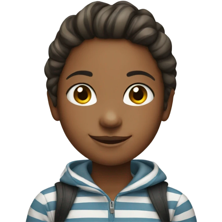 smiling girl with striped hoodie emoji