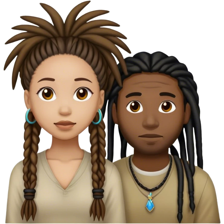 black guy with dreads and filipino girl couple emoji