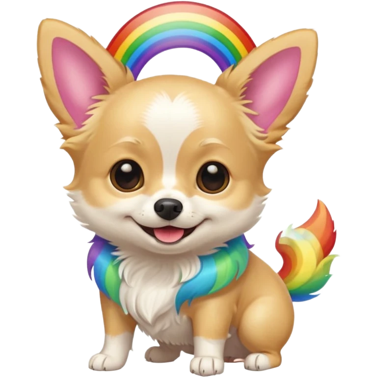 White long hair chihuahua with a rainbow  emoji