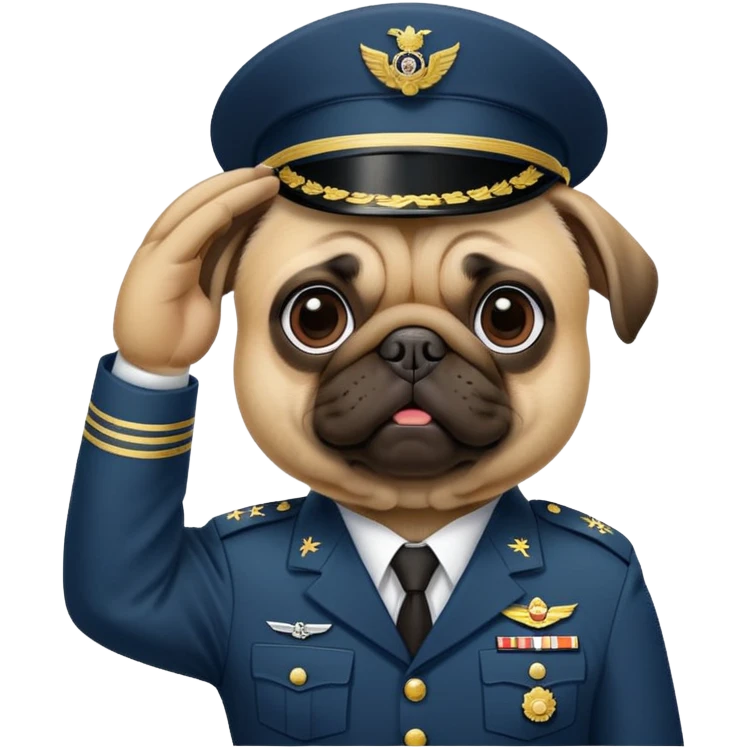 pug saluting in a military outfit  emoji