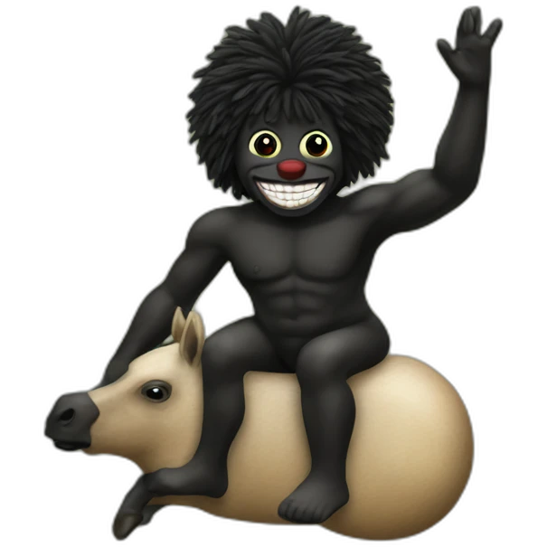 Naturist gollywog on a horse emoji