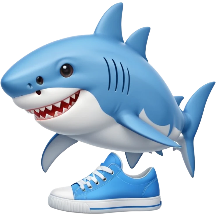 cute shark with big shoes emoji