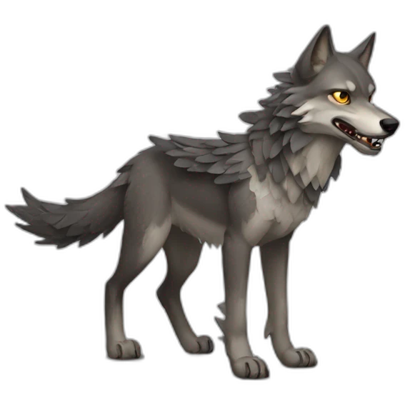 Scarred wolf with dragon wings emoji