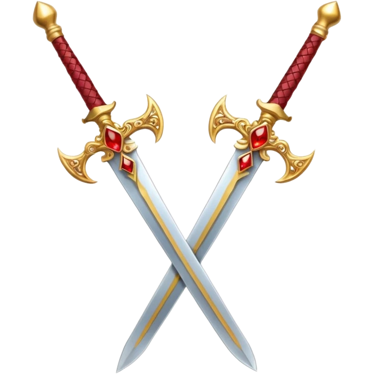 Two Golden royal swords with red gems emoji