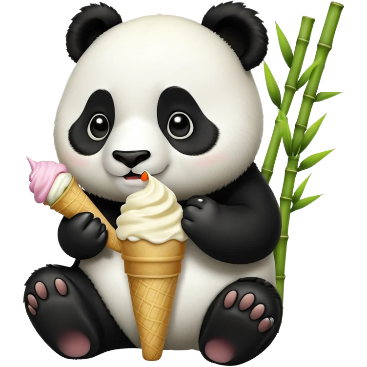 Panda eating ice cream emoji