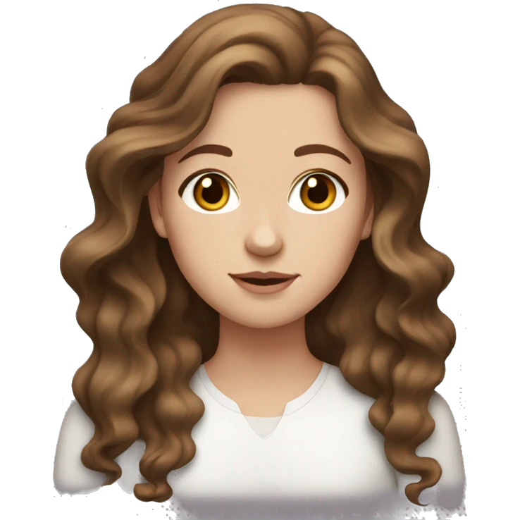 White girl with wavy brown hair emoji
