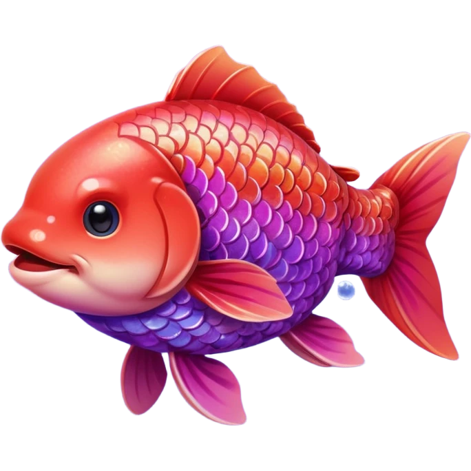 color gradient between red and purple glitter cute happy carp emoji