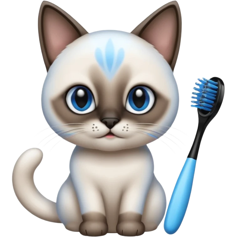 siamese cat, tooth brush, hair brush emoji