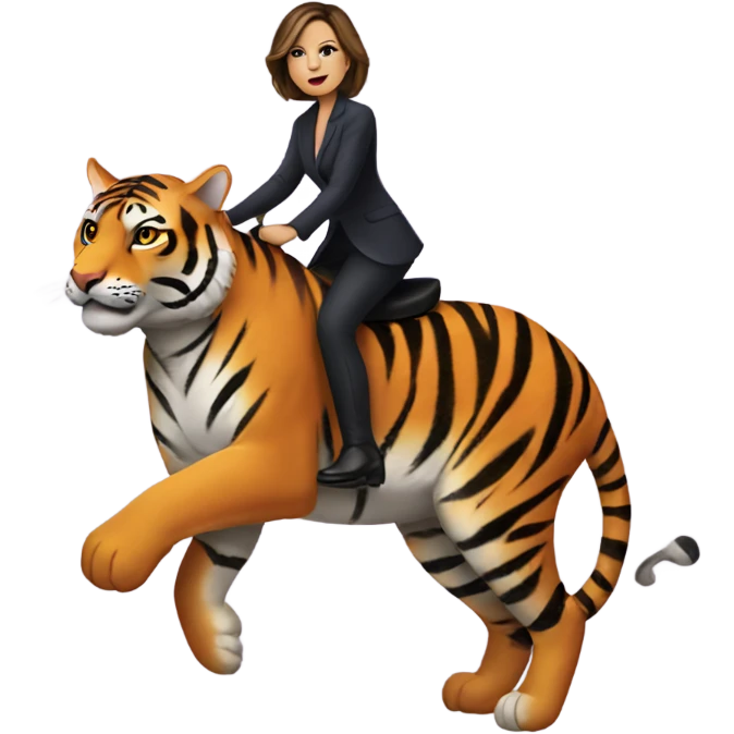Olivia benson riding a tiger emoji