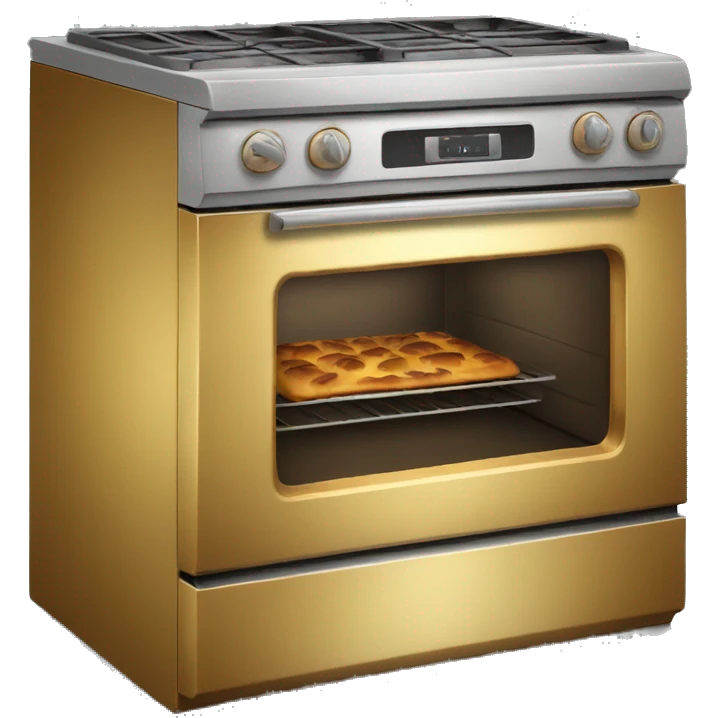 Realistic front facing shiny solid gold oven. emoji