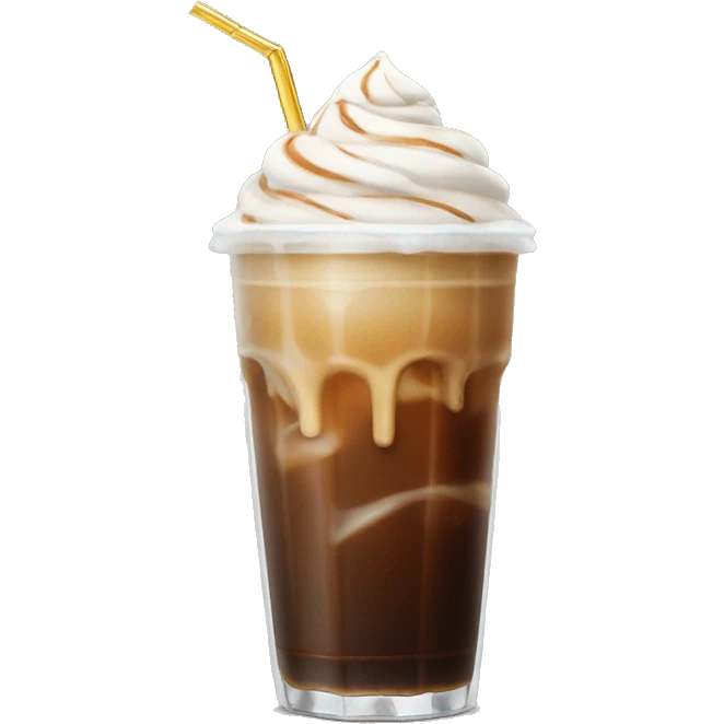 Iced coffee with cold foam and straw emoji