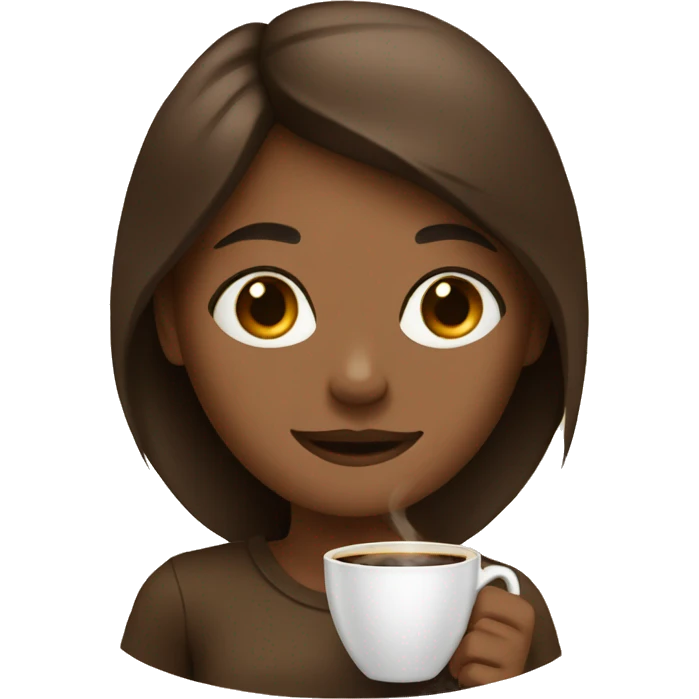 A girl with coffee b and ow emoji