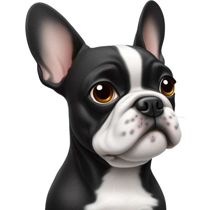 Black Frenchie with white fur at neck ￼ emoji