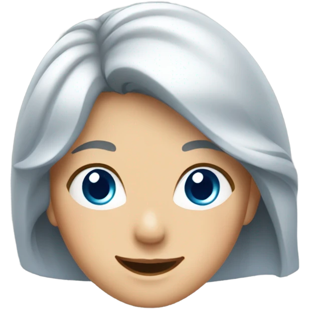 Blue eyed grey hair happy girl emoji