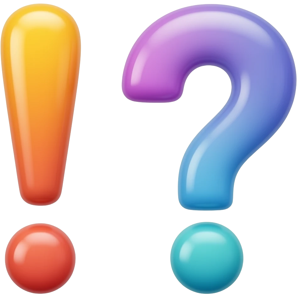 Exclamation mark and question mark, soft and colourful emoji