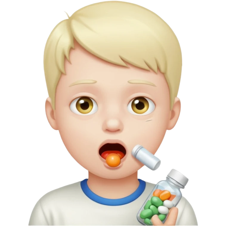 kid swallowing many pills emoji