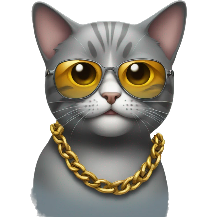 Cat with sunglasses and a big chain around his neck emoji
