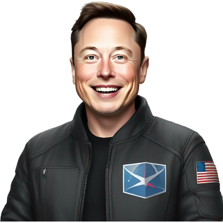 Smiling Elon musk with black spaceX jacket emoji