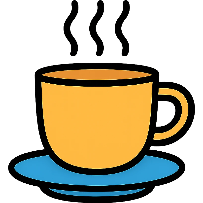 simple coffee cup icon with steam emoji