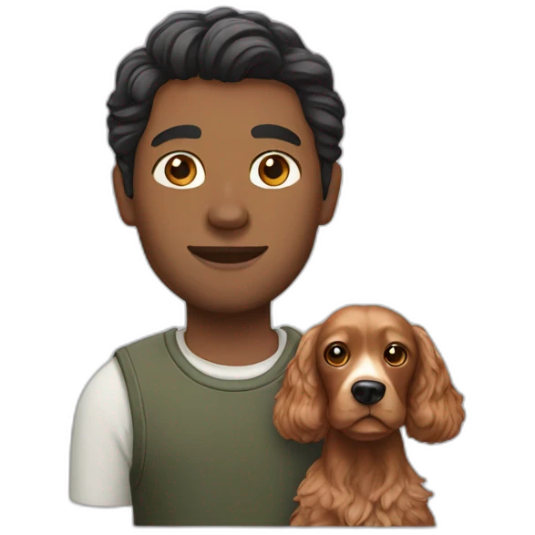 man with cocker spaniel dog emoji