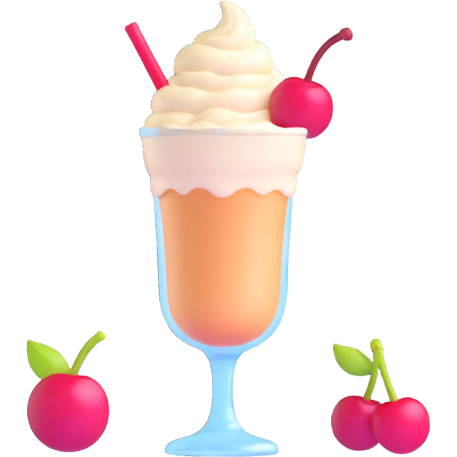 cream soda glass with ice cream and cherry emoji