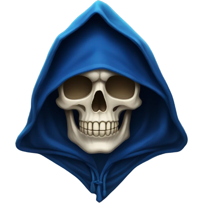 skull wearing blue hood and cloak emoji