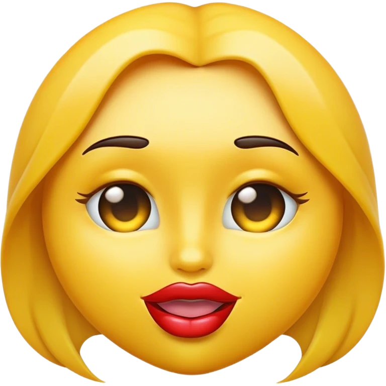 yellow emoji with glossy lips and seductive face  emoji