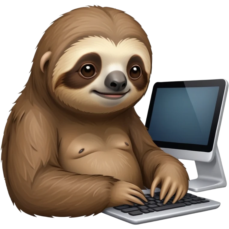 lazy sloth at computer emoji