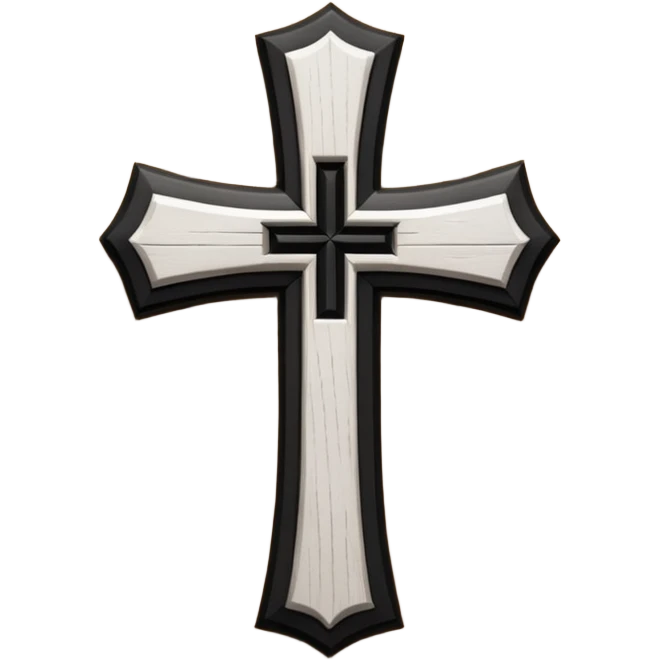 a black and white detailed cross emoji