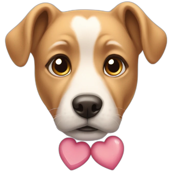 dog with puppy eyes and hearts emoji