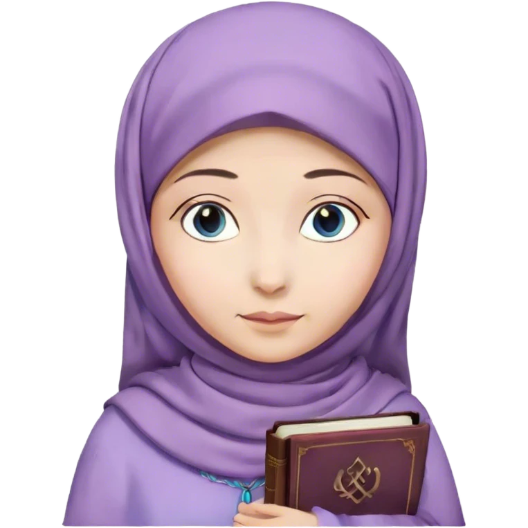 Turkish beautiful finish Konya girl blue eyes with hijab and lilac dress have Quran  emoji