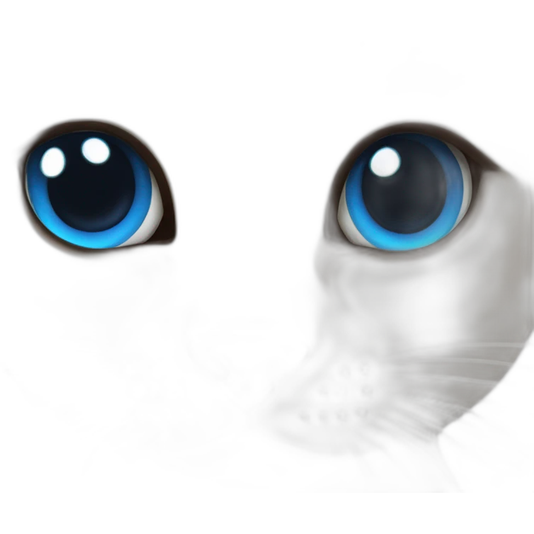 stupide white siamese cat with big blue eyes emoji