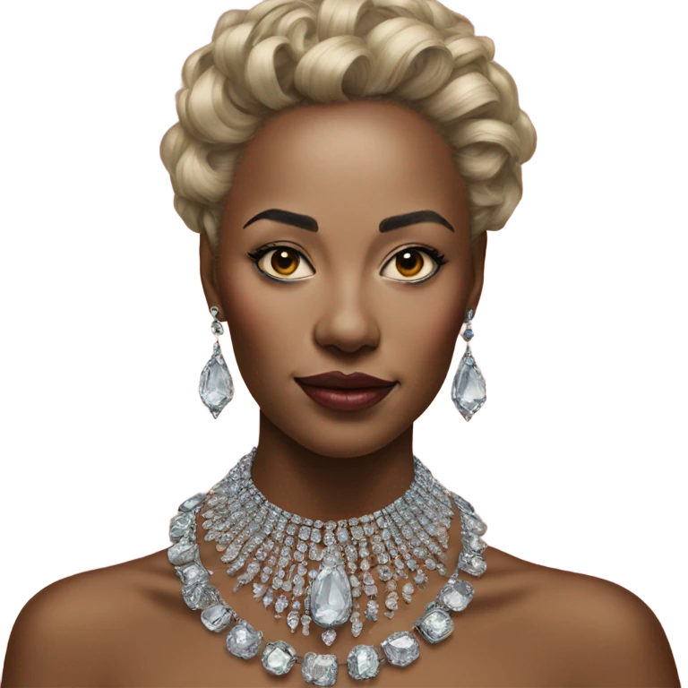 Hyper Realistic lady portrait wearing beautiful jewelry emoji