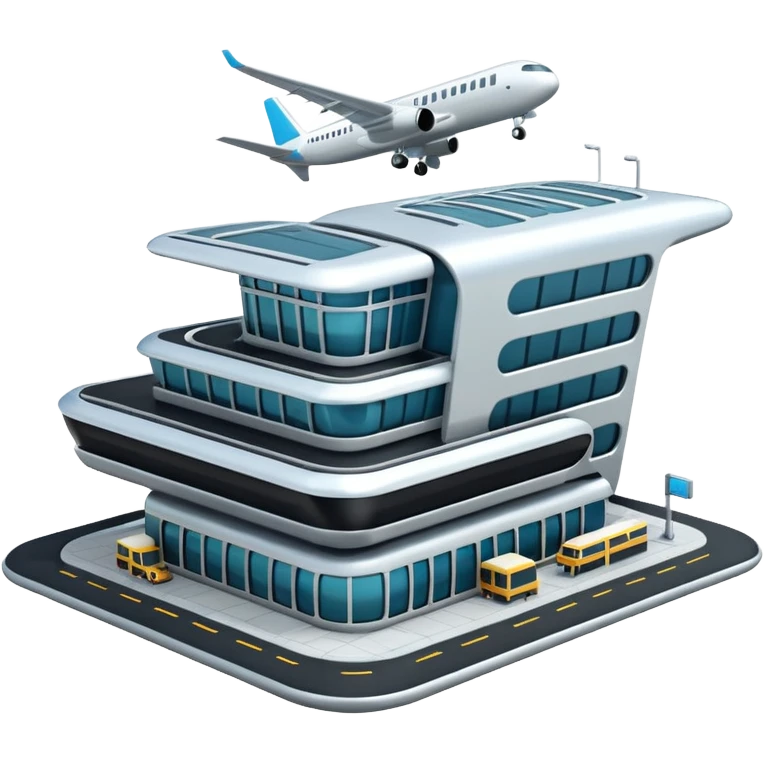 3d terminal building, planes emoji