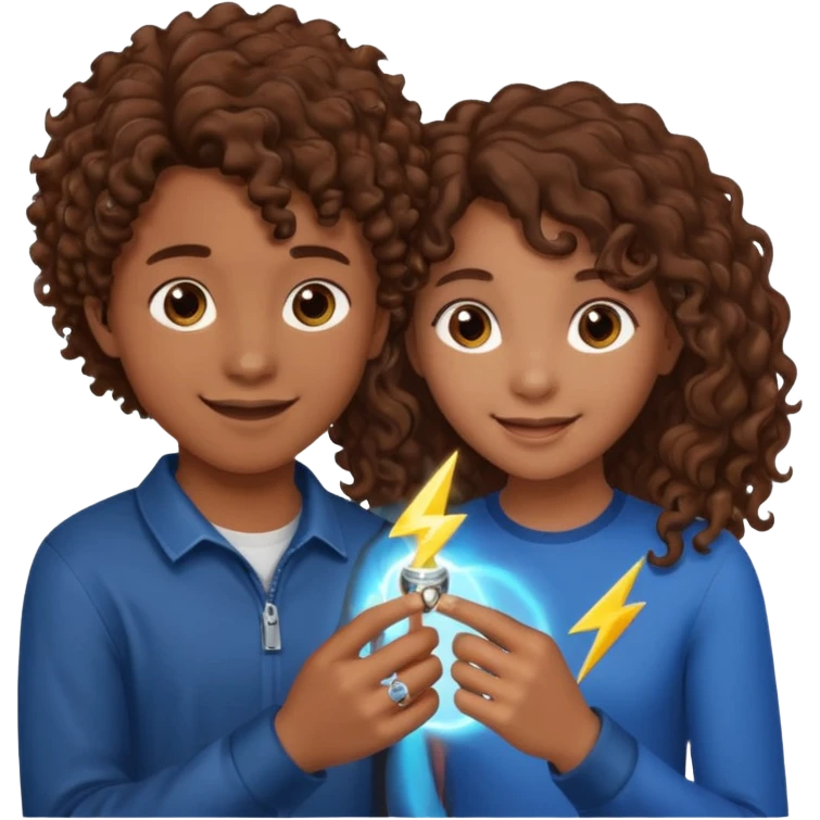 a 15 year old girl with brown curly hair but she has lightnings in it with a brown haired boy who gave her a promise ring emoji