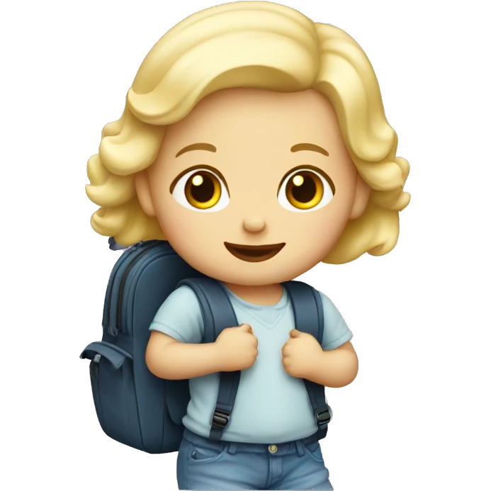 blonde baby with bag pack emoji