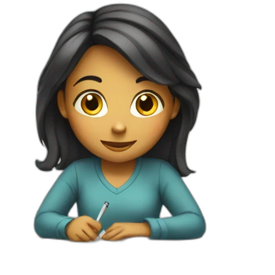 a girl studing emoji